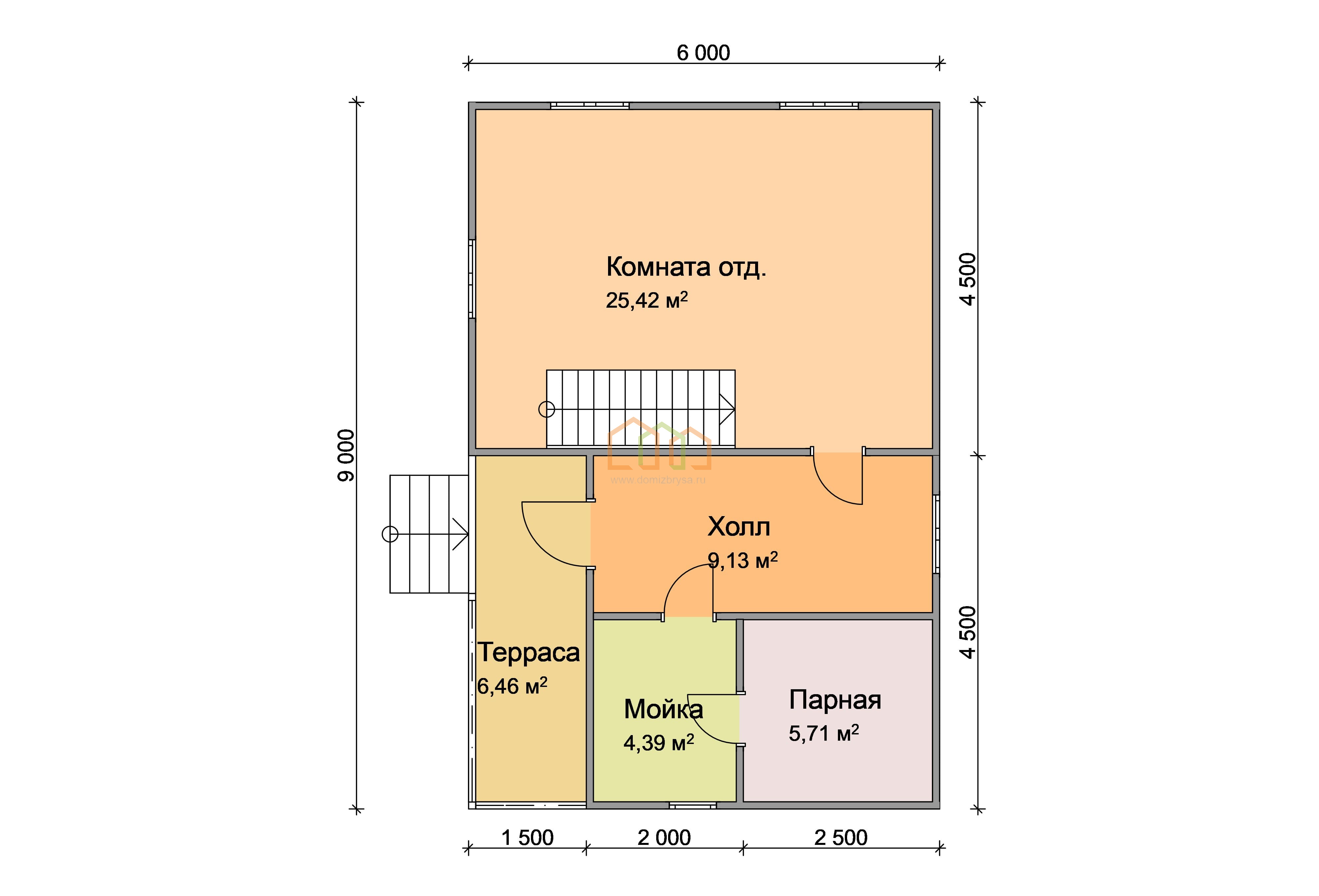 Баня из бруса с мансардой Сатурн - 1 6x9 Площадь: 94.5 м² с террасой под  ключ в Великом Устюге